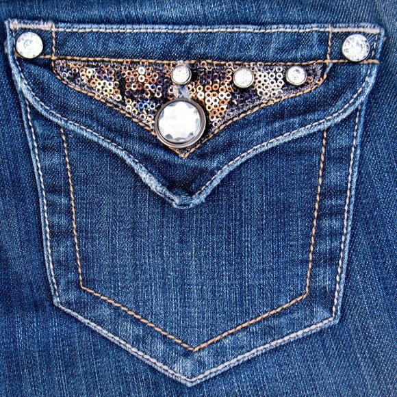 Grace In LA Bootcut Flare Flap Pockets Sz 27 - Picture 4 of 10